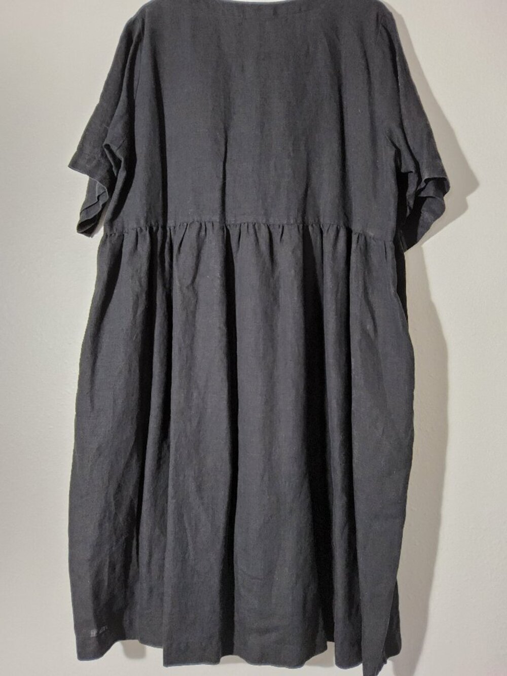 NWT Gudrun Sjoden Black Swedish Linen Button Front Midi Dress XL NEW - Picture 5 of 8